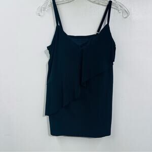 Dreamsuit Miracle Black Tankini‎ Swim Top Ruffled Bathing Suit Top Size 10